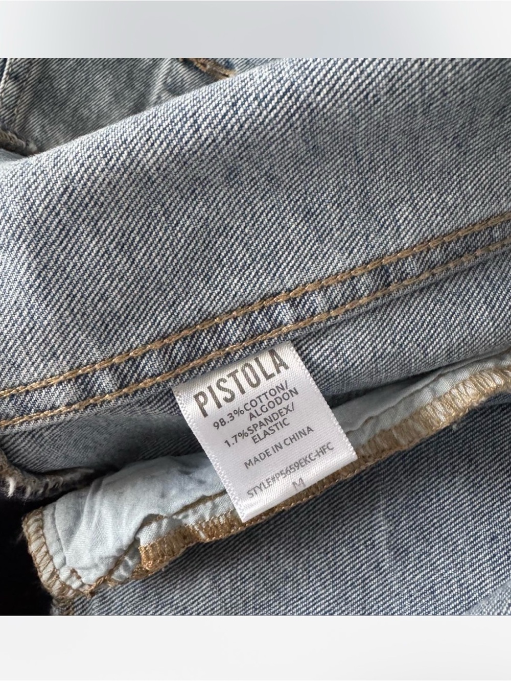 Anthropologie Pistola Light Blue Denim Bomber-Trim Jean Jacket Size Medium - Picture 9 of 9